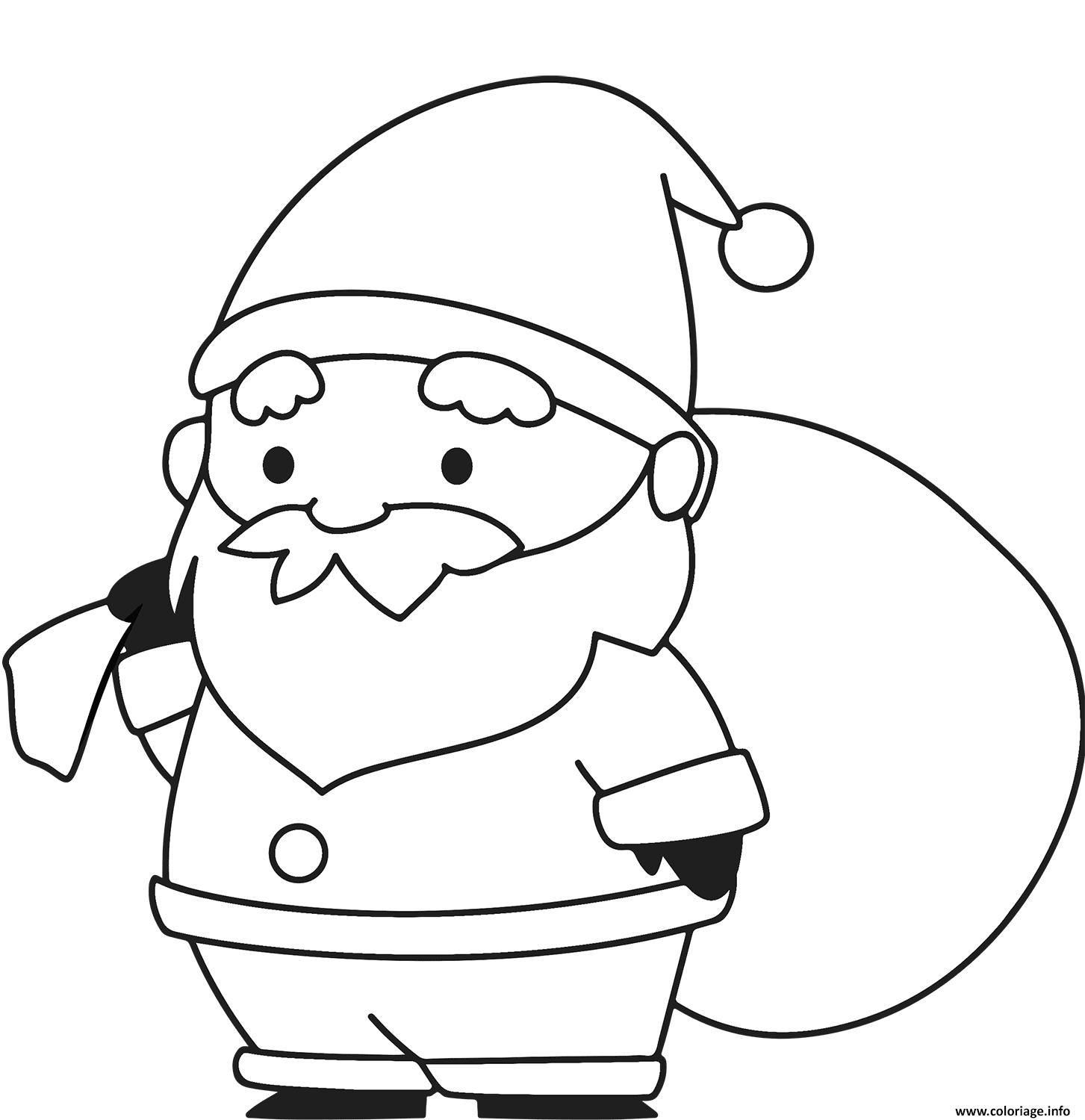 Dessin pere noel et son sac de cadeaux Coloriage Gratuit à Imprimer