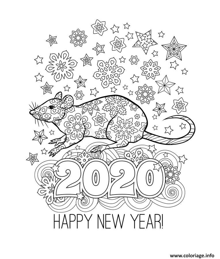 Dessin 2020 nouvel an zentangle inspired style zen Coloriage Gratuit à Imprimer