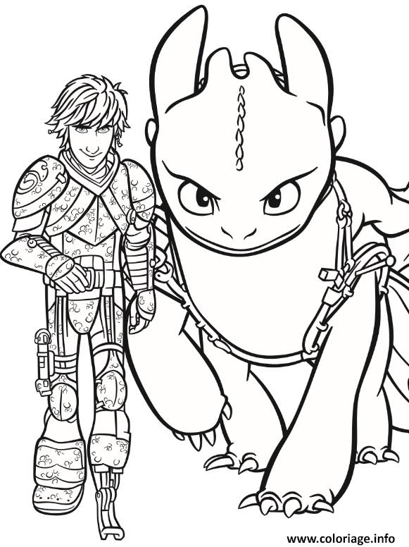 Coloriage Pin Hiccup And Toothless Dessin à Imprimer