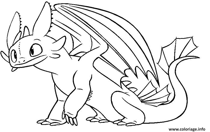Dessin Toothless Night Fury Dragon Coloriage Gratuit à Imprimer
