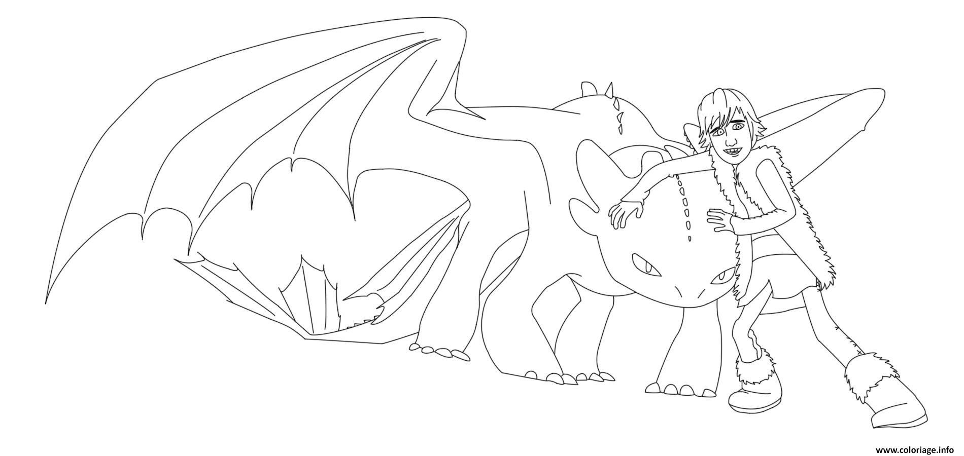Dessin Dragons hiccup and toothless Coloriage Gratuit à Imprimer