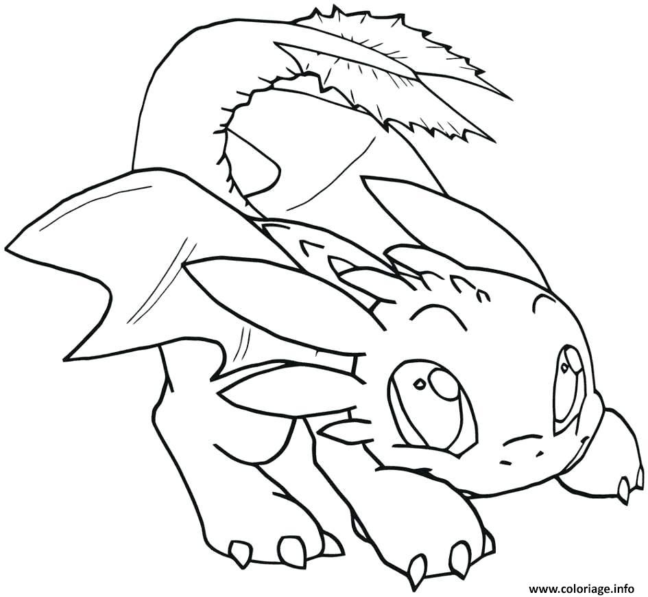 Coloriage Night Fury Baby Toothless Dragon dessin