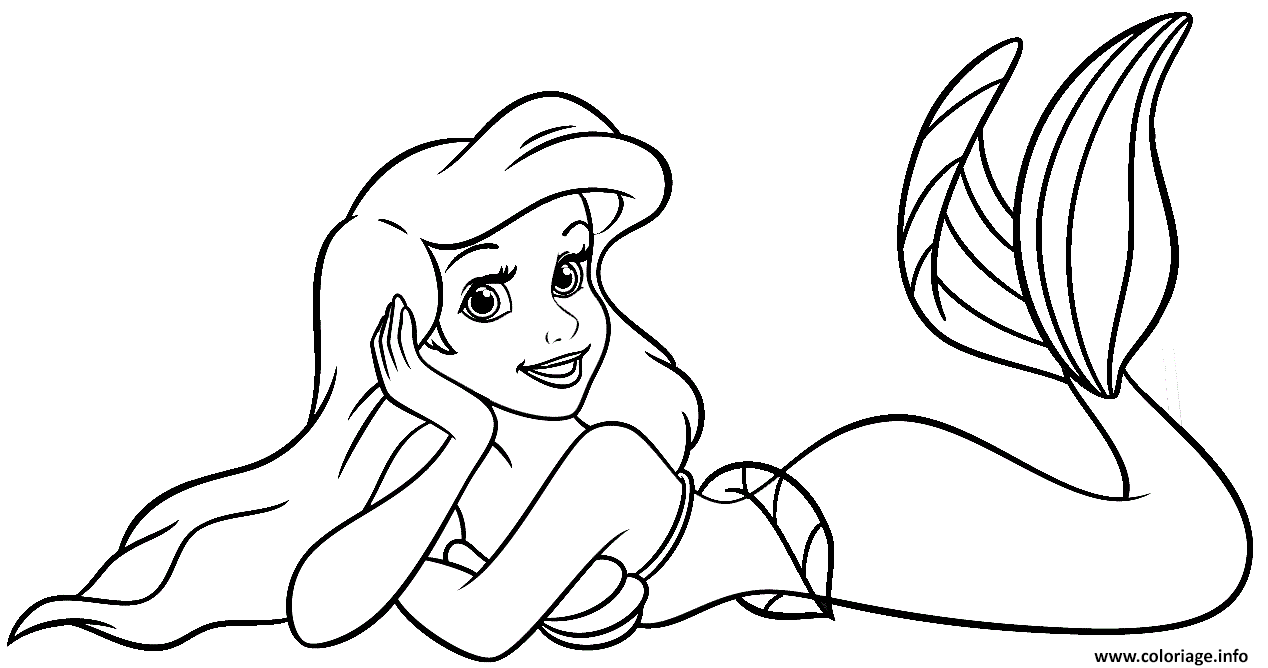 Dessin Ariel la sirene de Disney Coloriage Gratuit à Imprimer