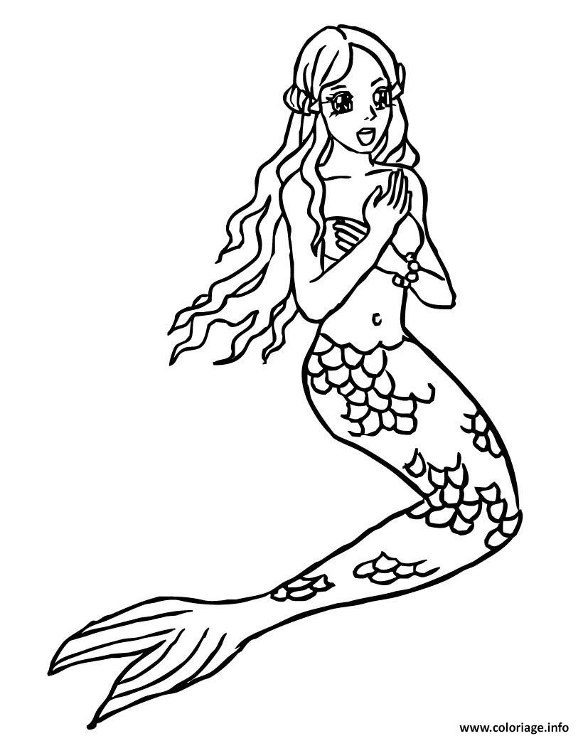 Dessin mermaid la belle sirene de la mer Coloriage Gratuit à Imprimer