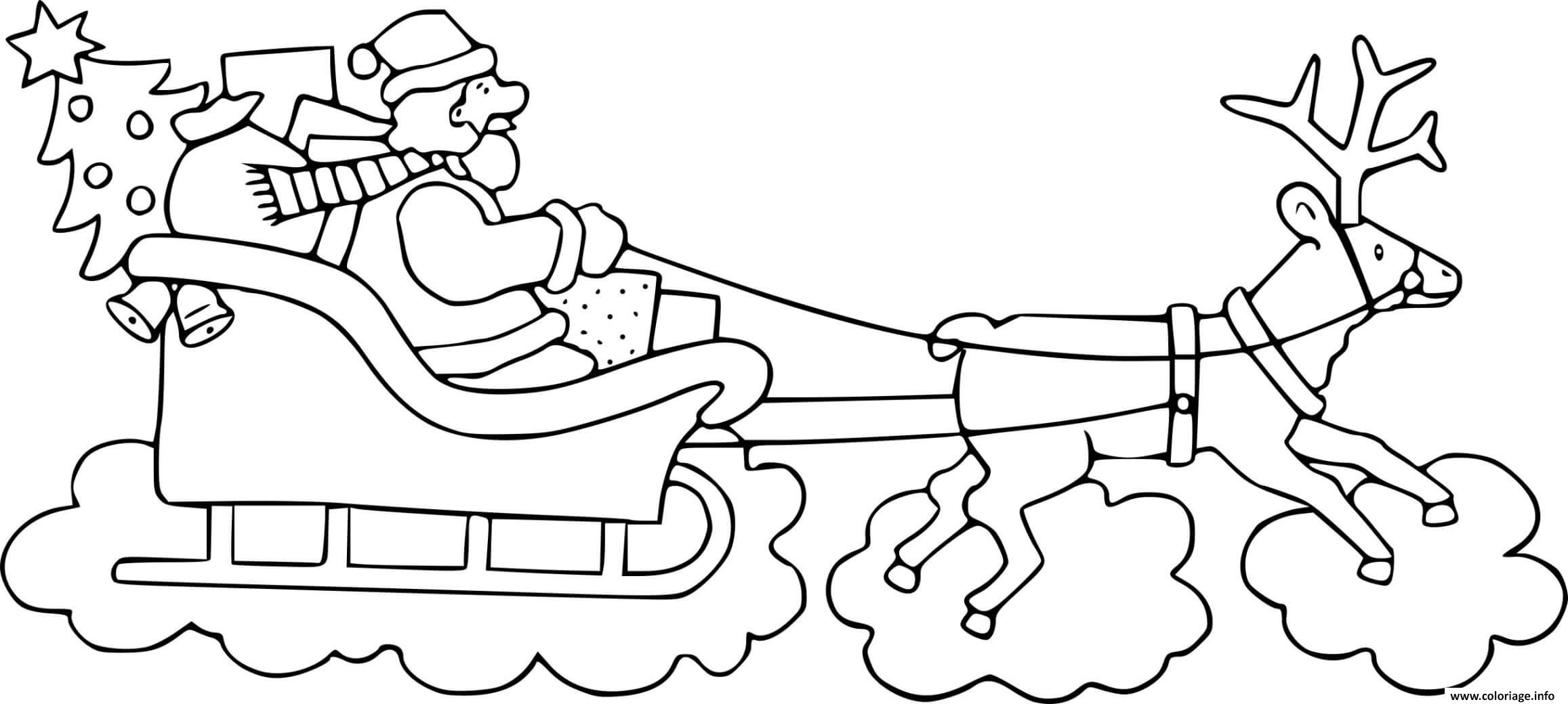 Coloriage Pere Noel Traineau Renne Dessin Pere Noel A Imprimer