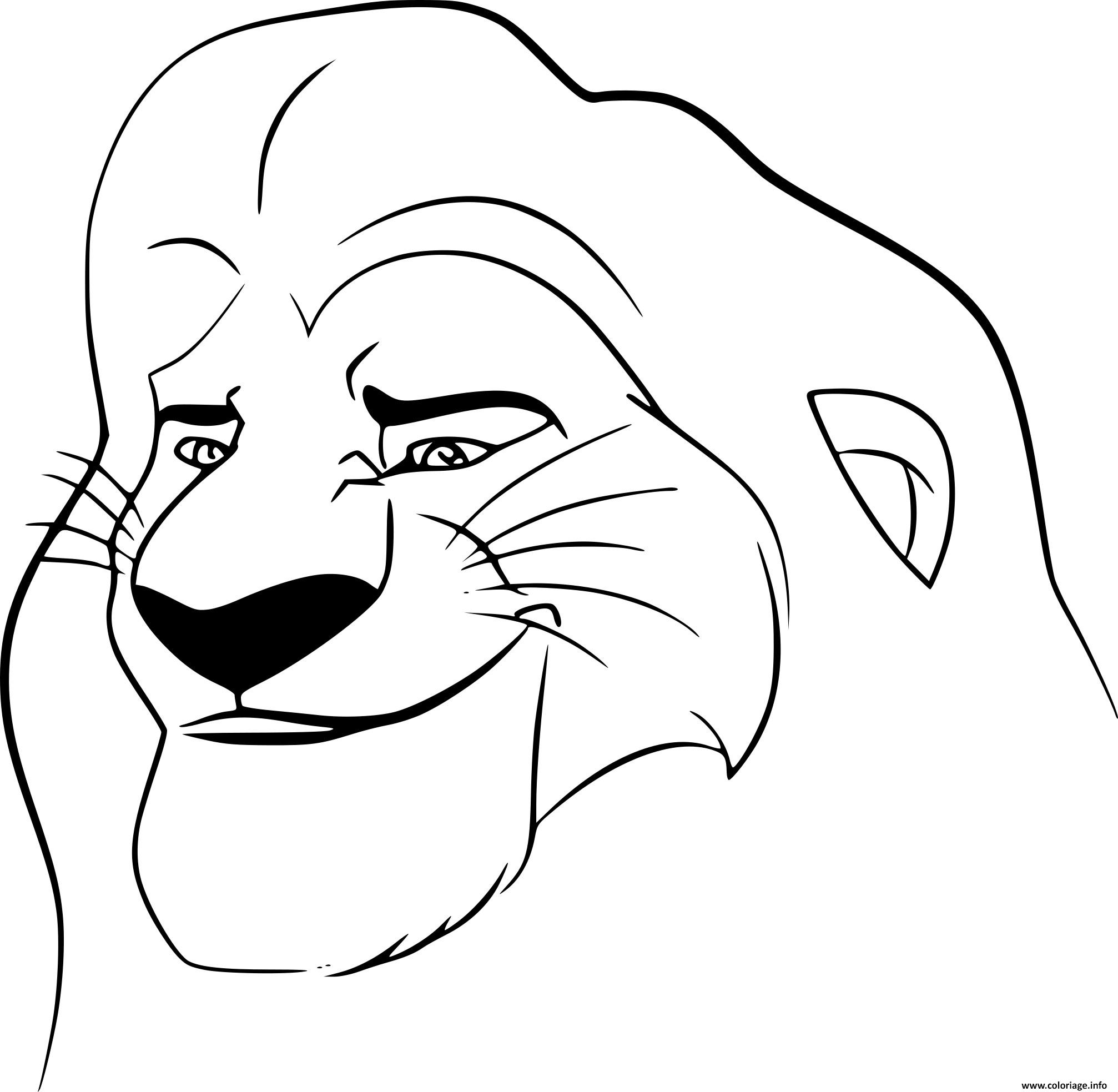 Dessin visage mufasa roi lion Coloriage Gratuit à Imprimer