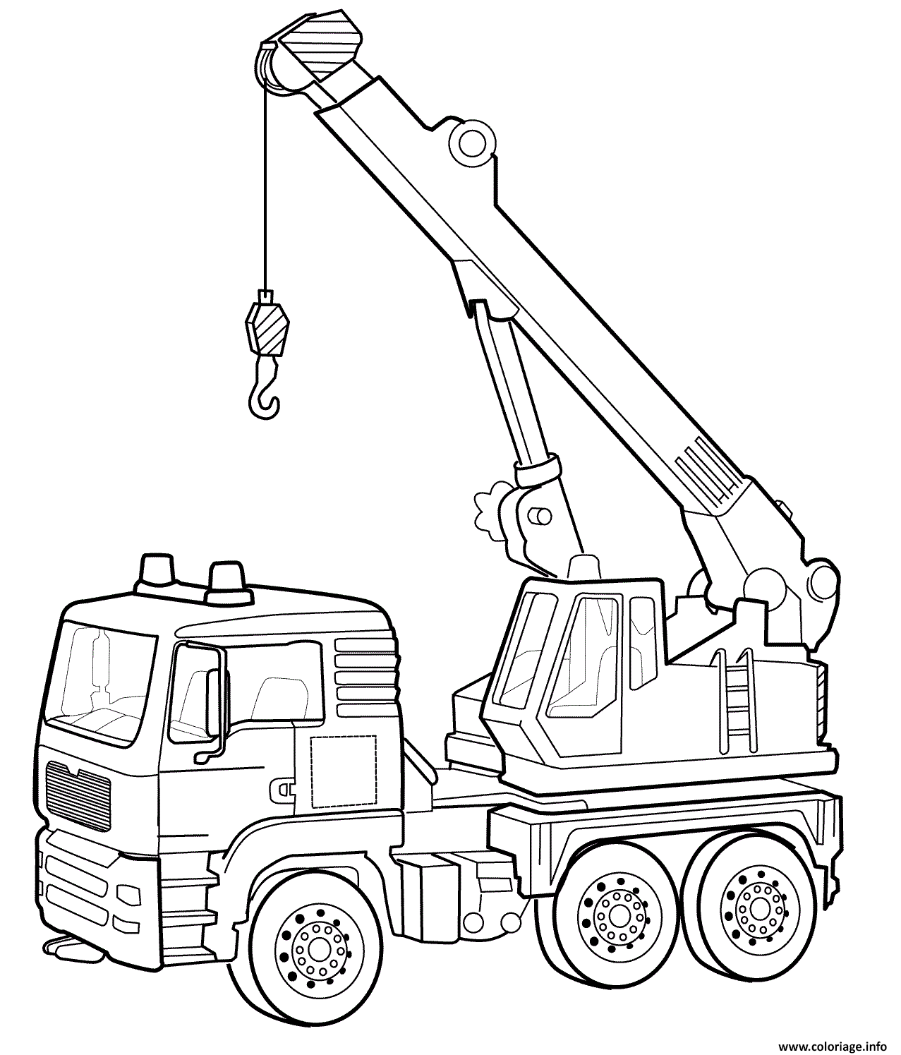 Coloriage camion grue construction  JeColorie.com