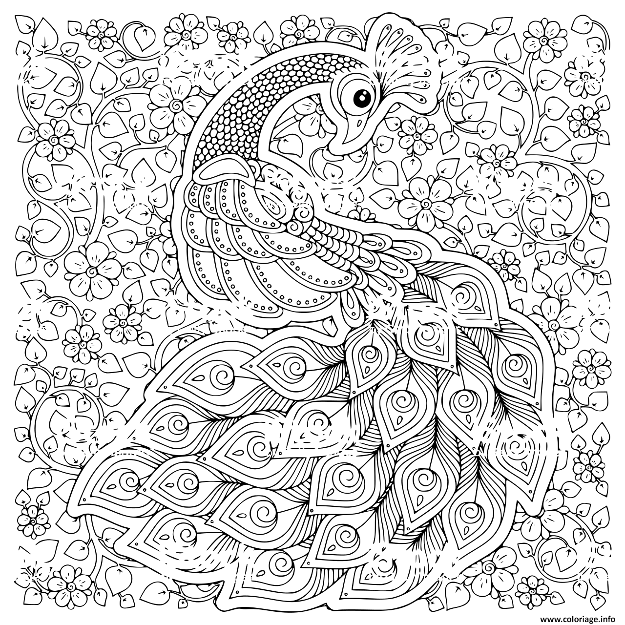 Coloriage Paon Oiseau Symbole De Fertilite Et Immortalite En Inde Dessin à Imprimer