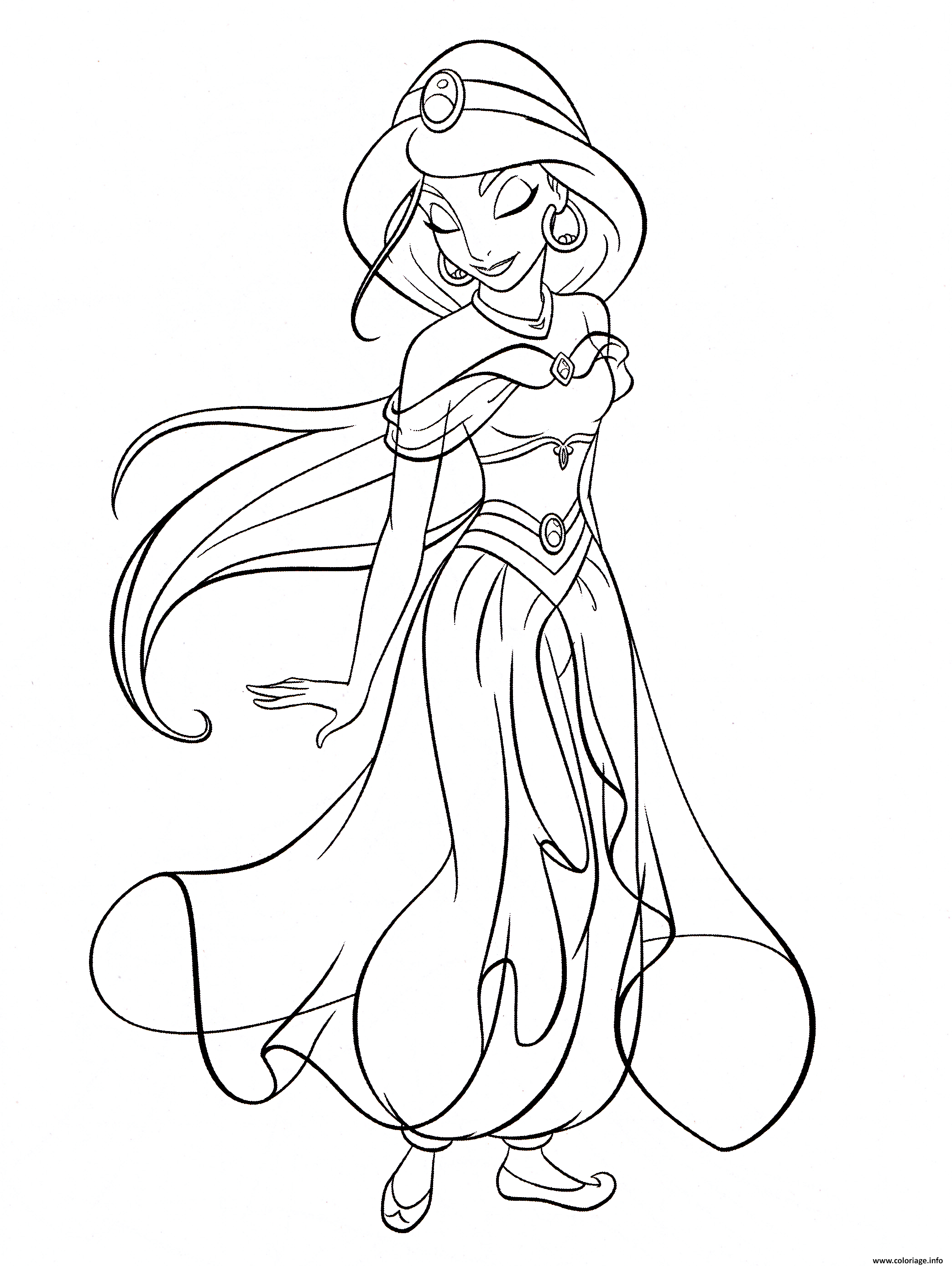 Coloriage Princesse Jasmine Du Film Aladdin JeColorie