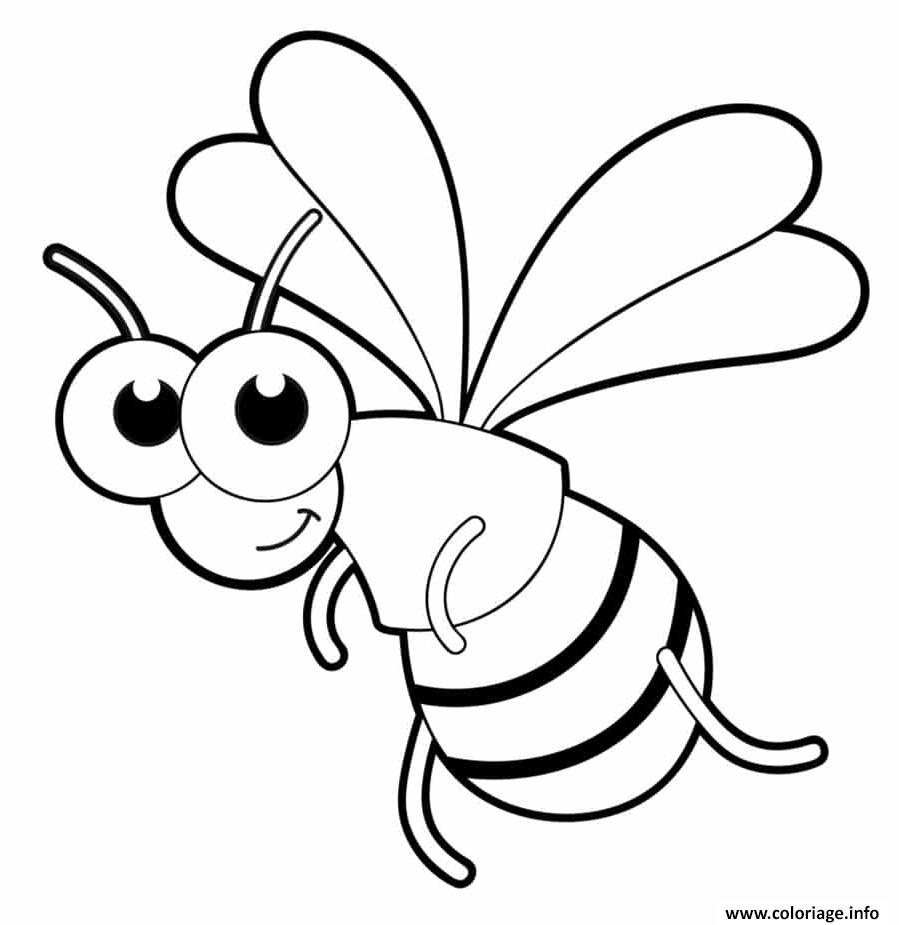 Dessin abeille consommation de pollen et de nectar Coloriage Gratuit à Imprimer