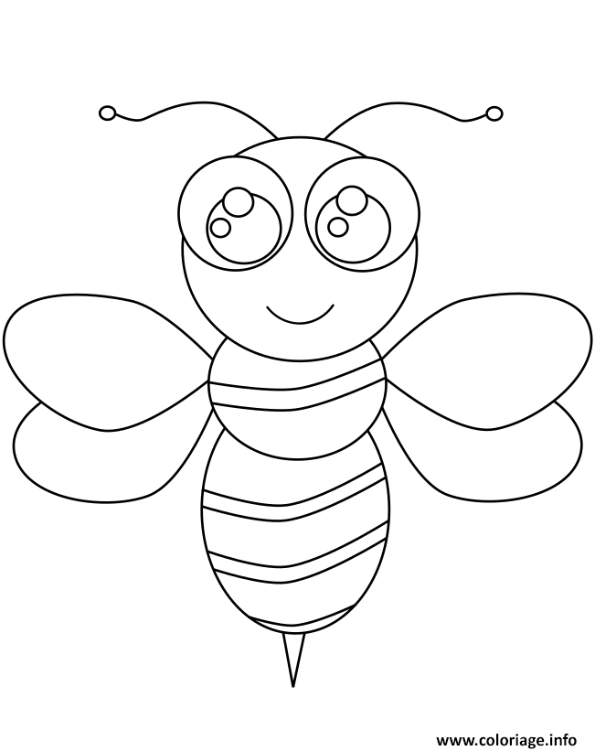 Dessin abeille kawaii Coloriage Gratuit à Imprimer