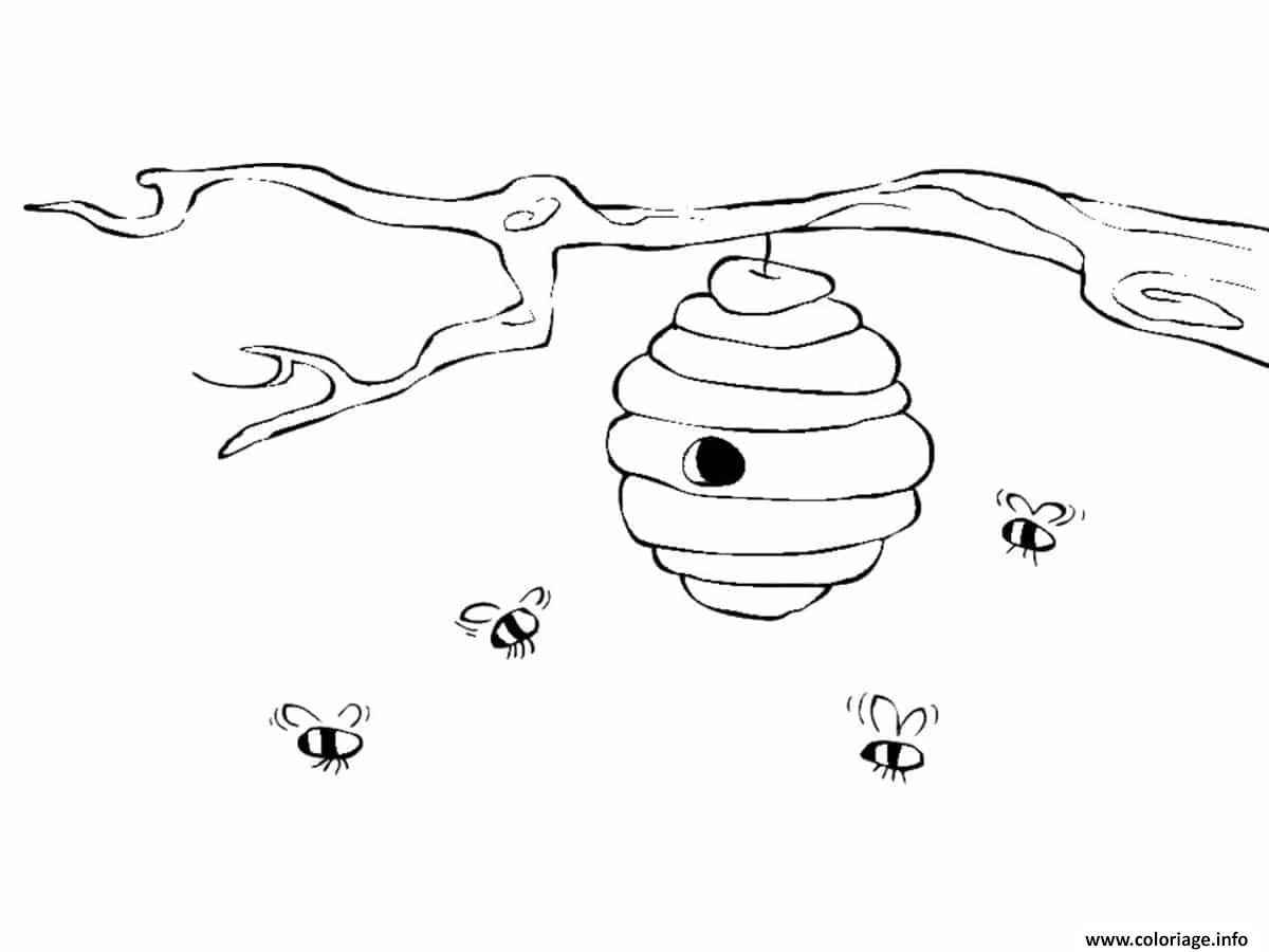 Dessin ruche abeille habitat Coloriage Gratuit à Imprimer