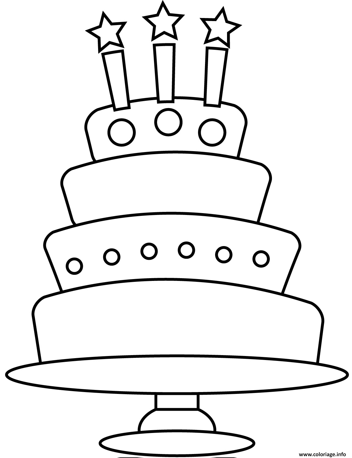 Coloriage Simple Gateau Anniversaire 3 Chandelles 4 Etages Dessin Anniversaire A Imprimer