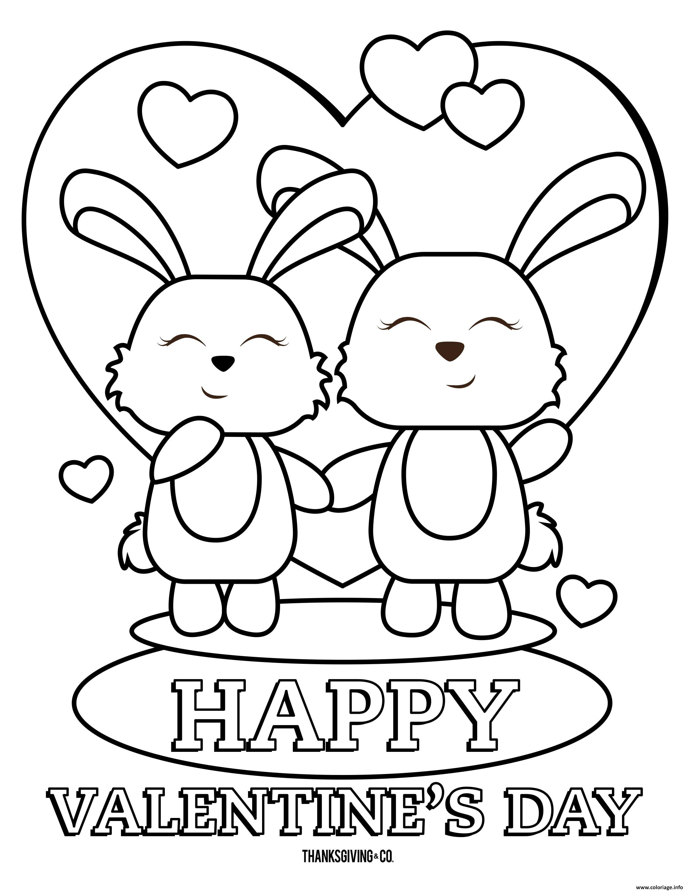 Coloriage Joyeuse Saint Valentin Deux Lapins En Amour Dessin St Valentin A Imprimer