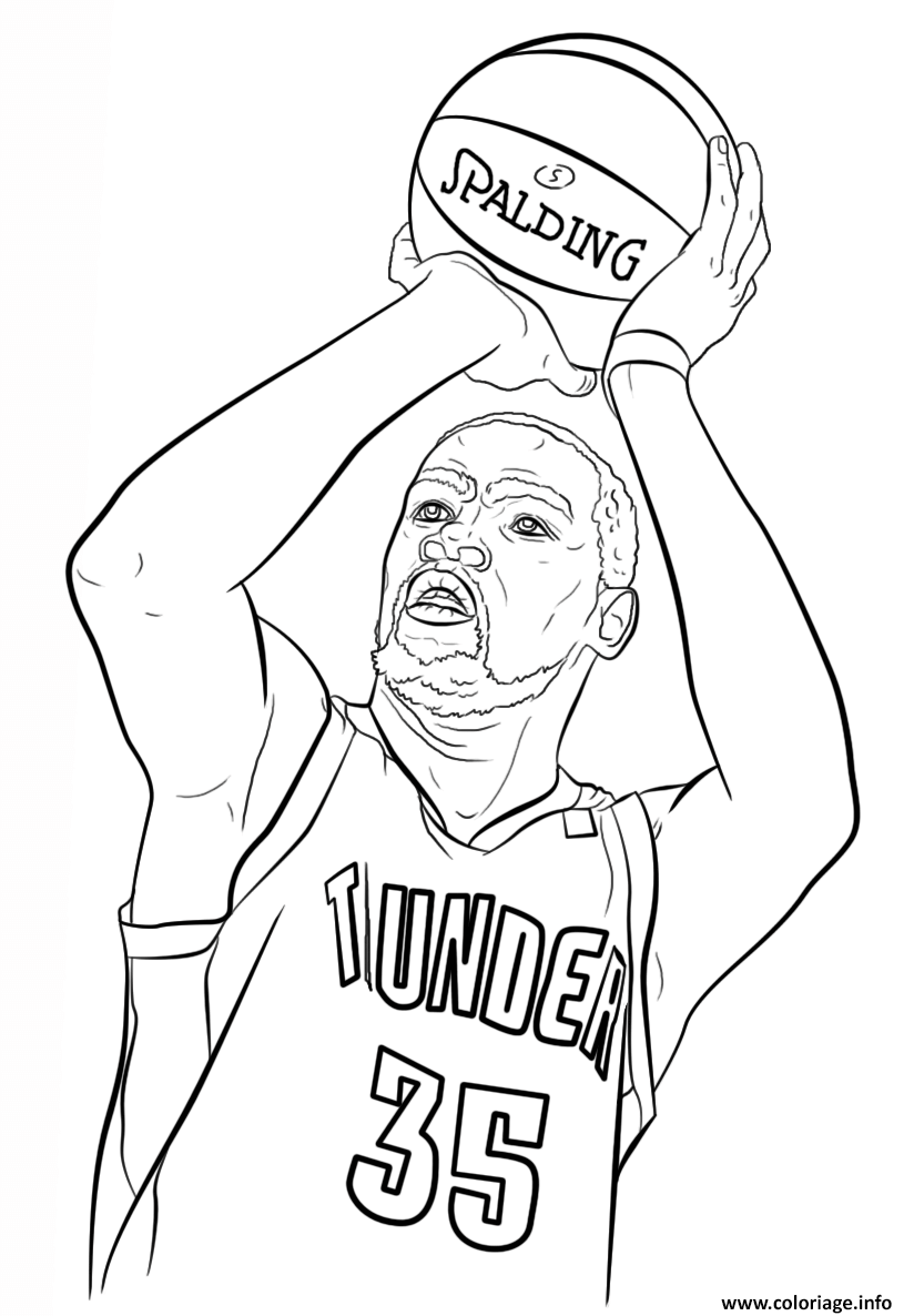 Coloriage Kevin Durant Nba Sport Dessin Basketball à imprimer