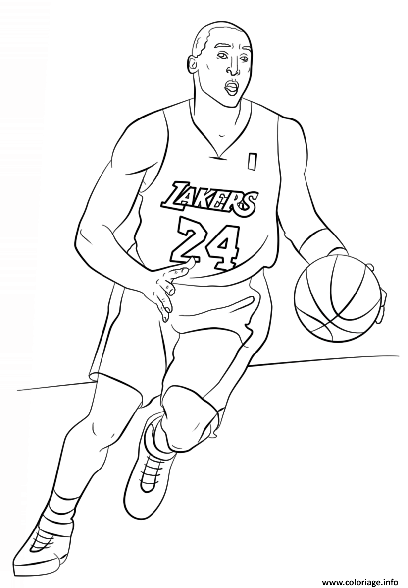 Coloriage kobe bryant nba sport  JeColorie.com