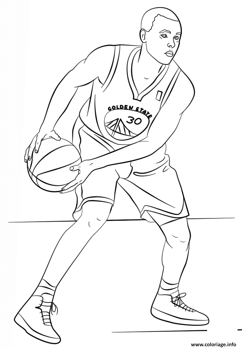 Dessin stephen curry nba sport Coloriage Gratuit à Imprimer