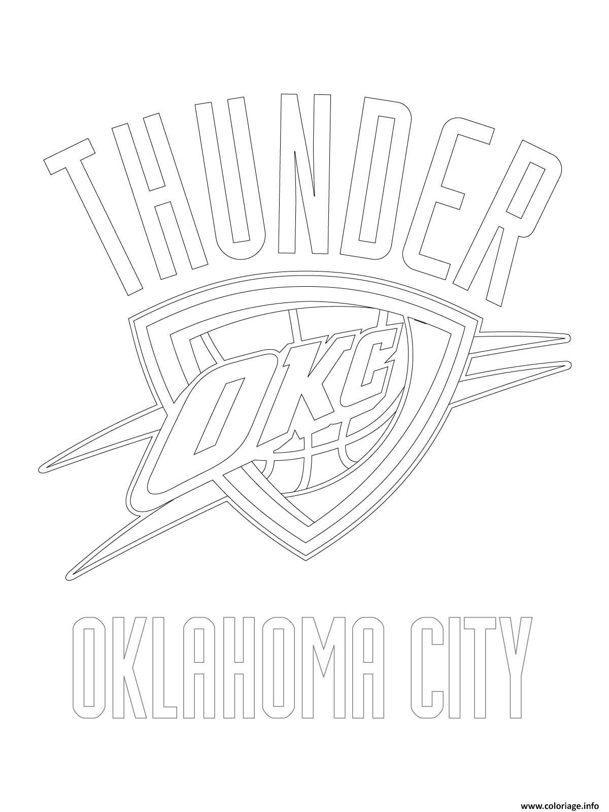 Dessin oklahoma city thunder logo nba sport Coloriage Gratuit à Imprimer