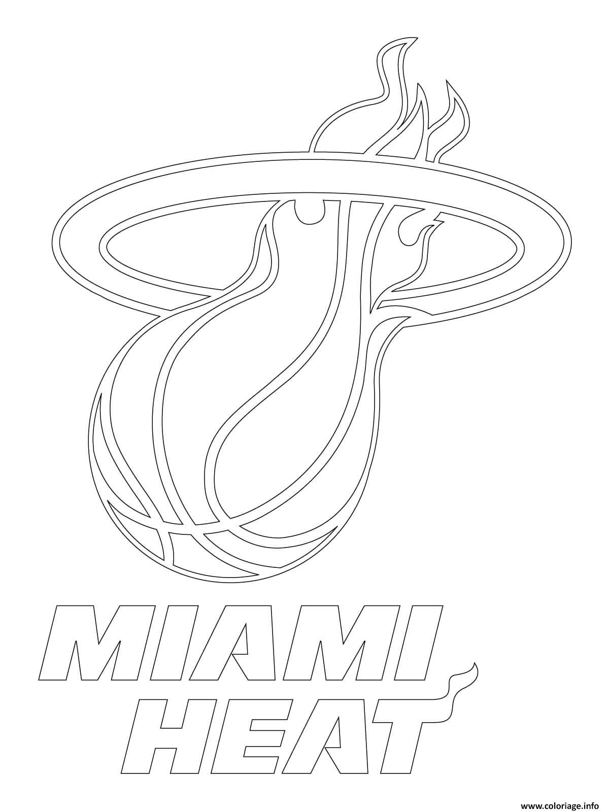 Coloriage Miami Heat Logo Nba Sport Dessin à Imprimer