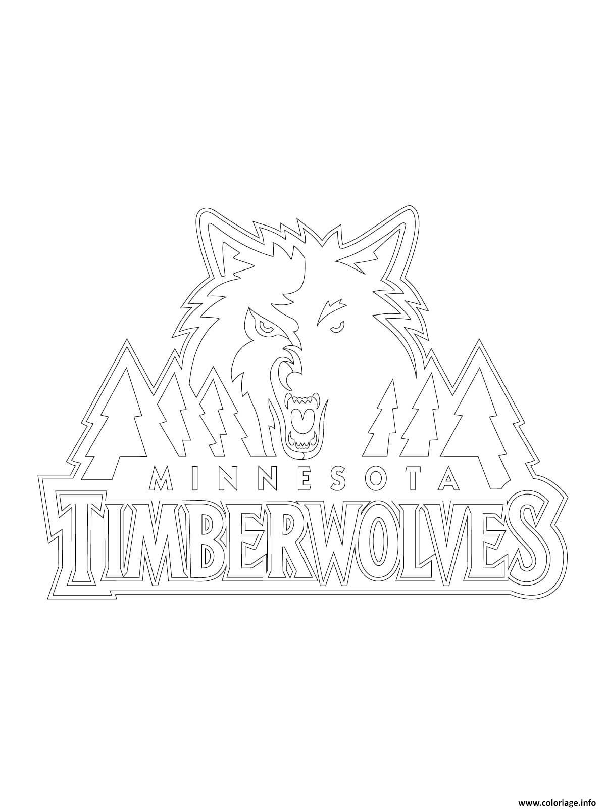 Coloriage Minnesota Timberwolves Logo Nba Sport Dessin à Imprimer