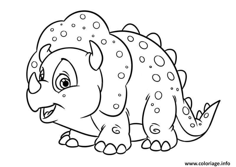 Dessin adorable petit Triceratops Coloriage Gratuit à Imprimer