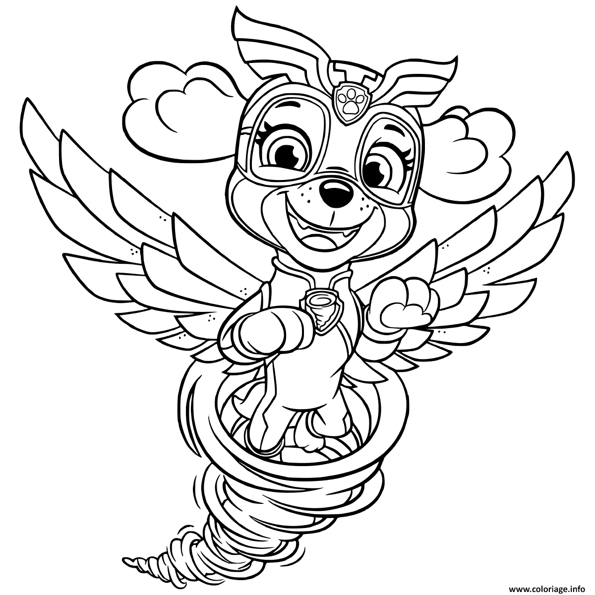 Coloriage Mighty Pups Stella dans une tournade super patrouille