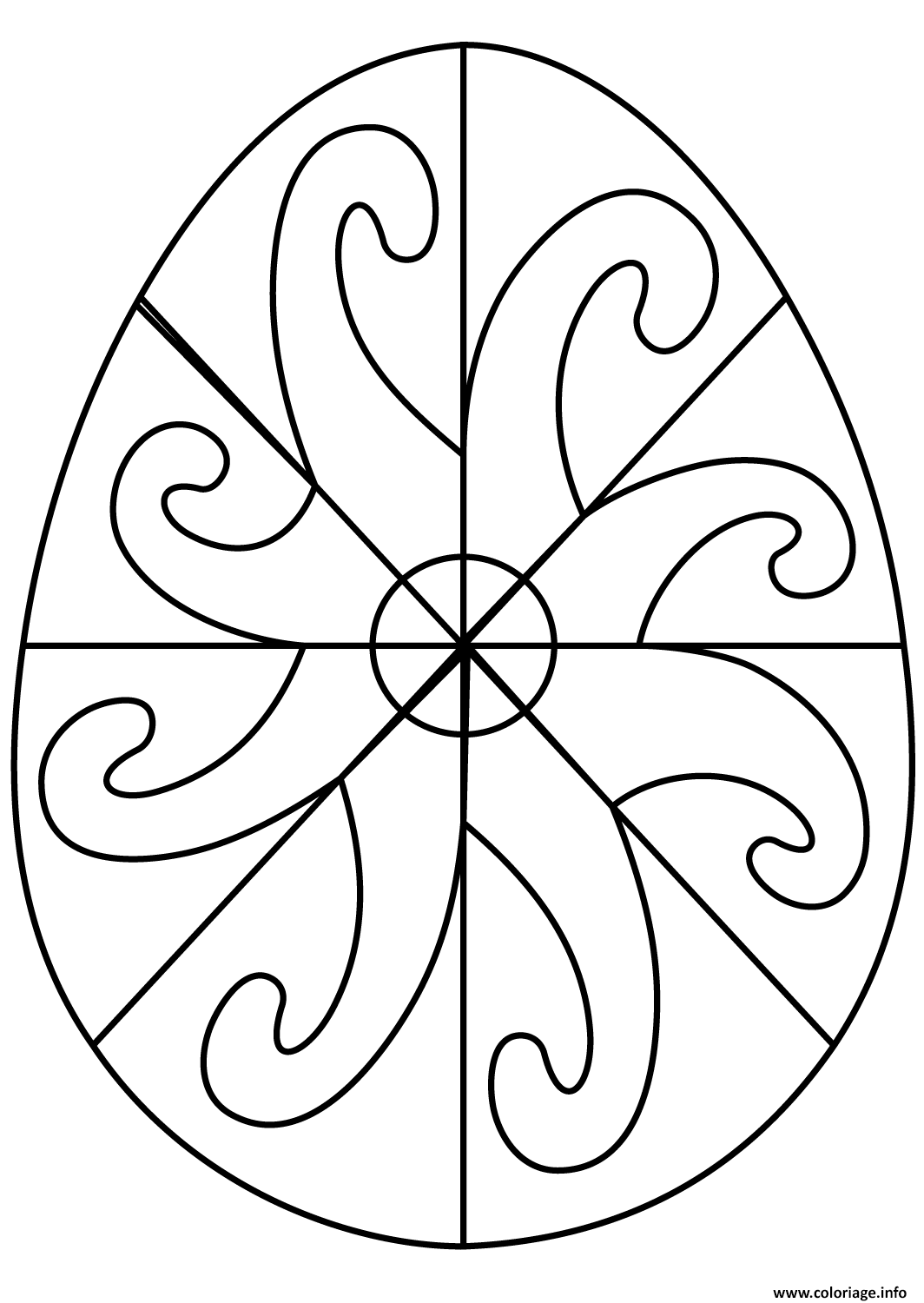 Dessin oeuf de paques avec spiral pattern Coloriage Gratuit à Imprimer