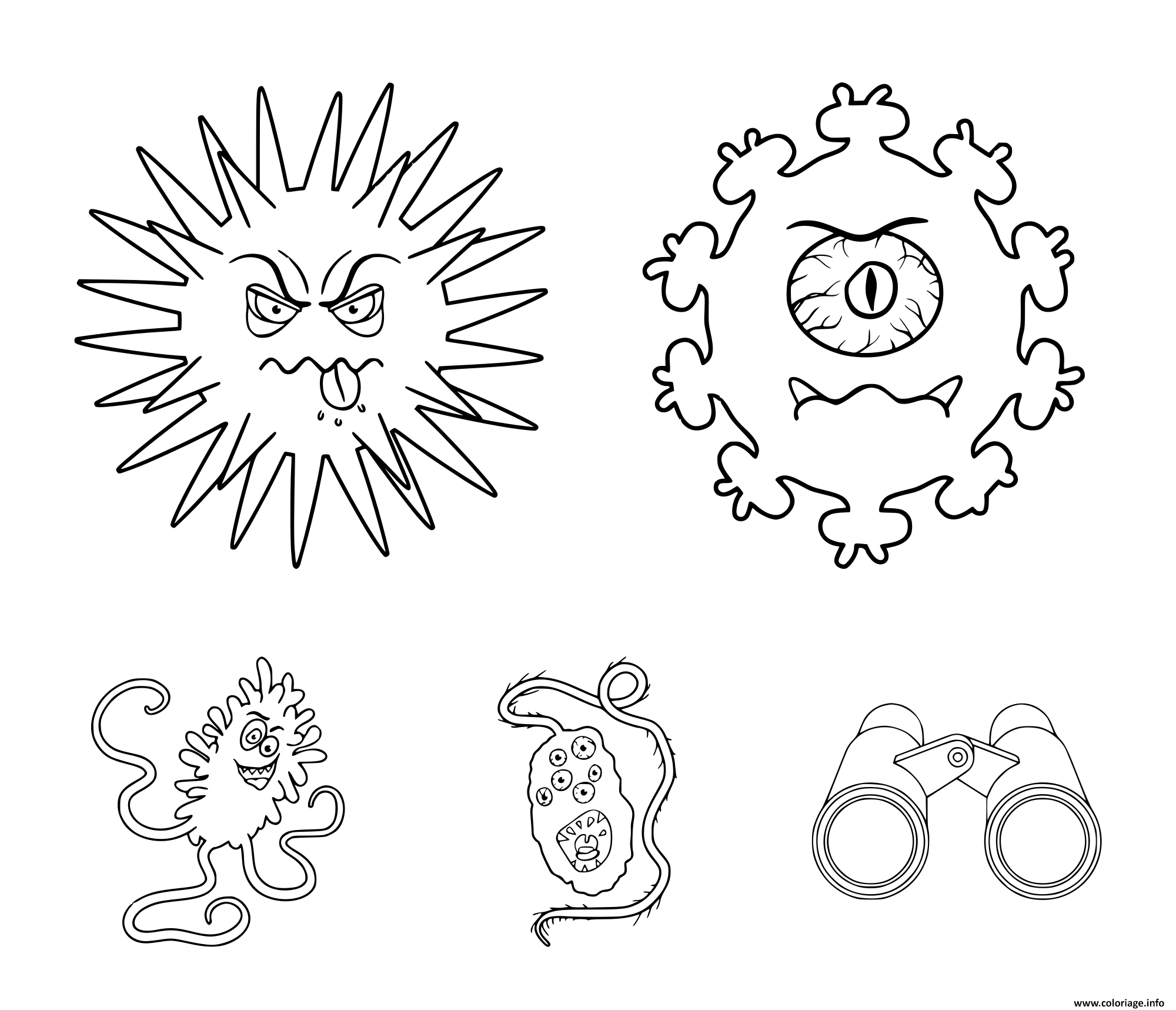 Dessin different types of microbes and virus Covid 19 Coloriage Gratuit à Imprimer