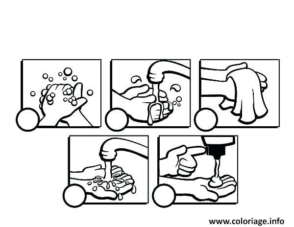 Dessin laver les mains etapes Coloriage Gratuit à Imprimer