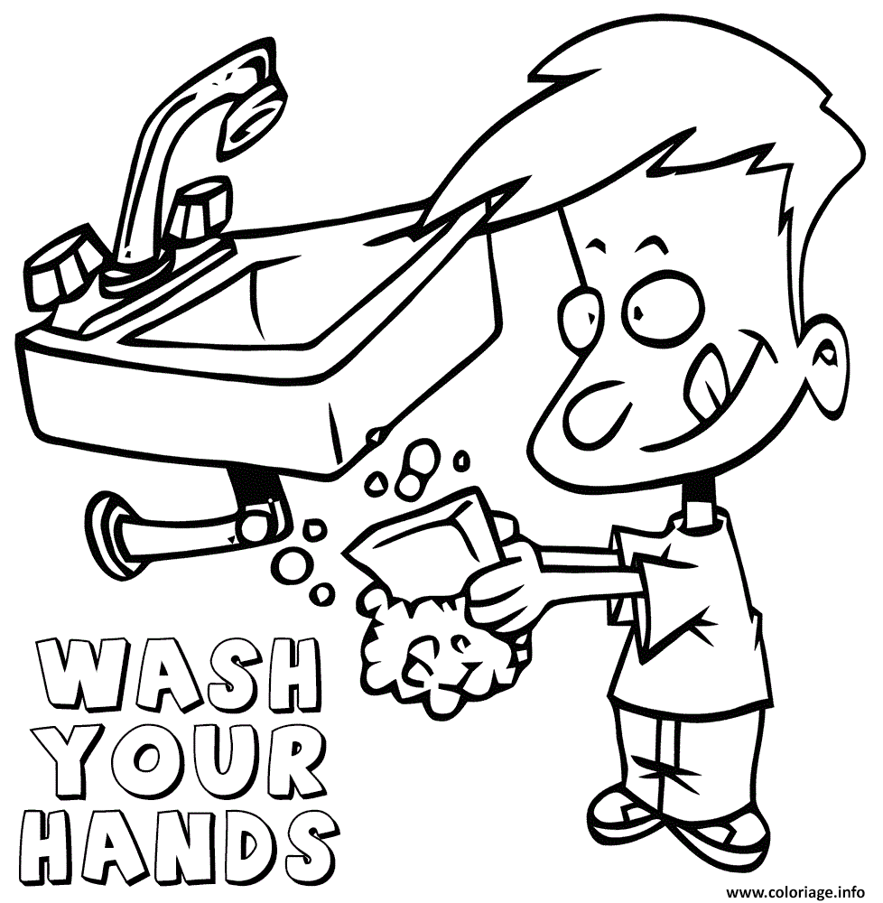 Coloriage Wash Your Hands To Avoid Covid19 Dessin à Imprimer