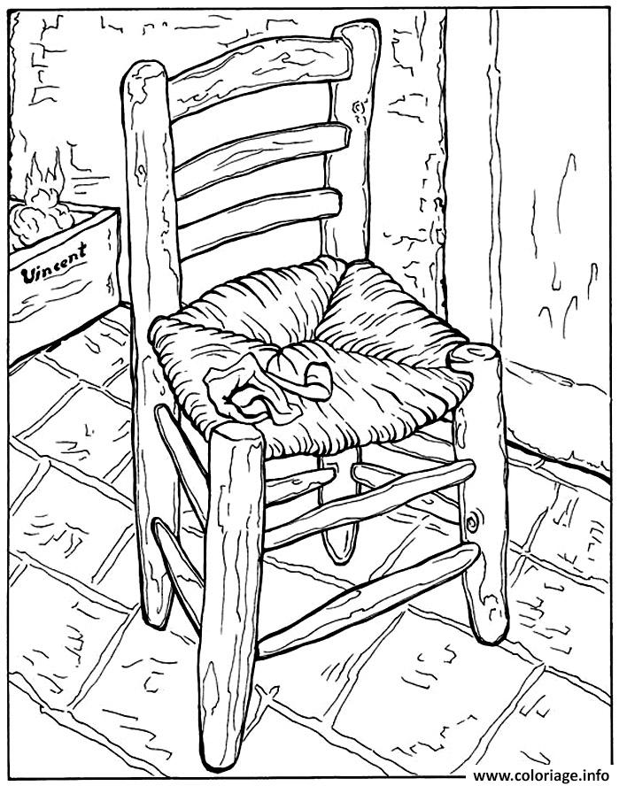 Coloriage Van Gogh La Chaise Et La Pipe Dessin à Imprimer