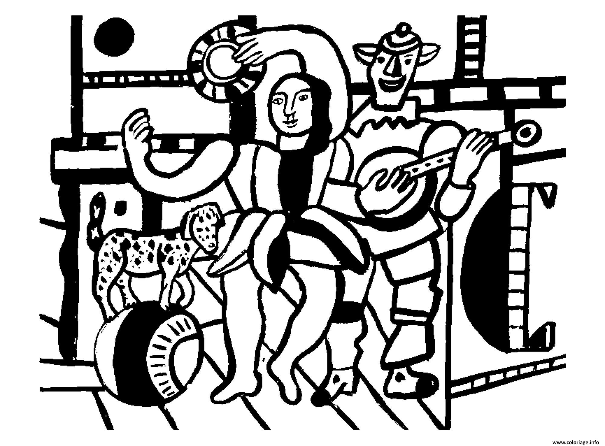 Dessin fernand leger le chien sur la boule Coloriage Gratuit à Imprimer