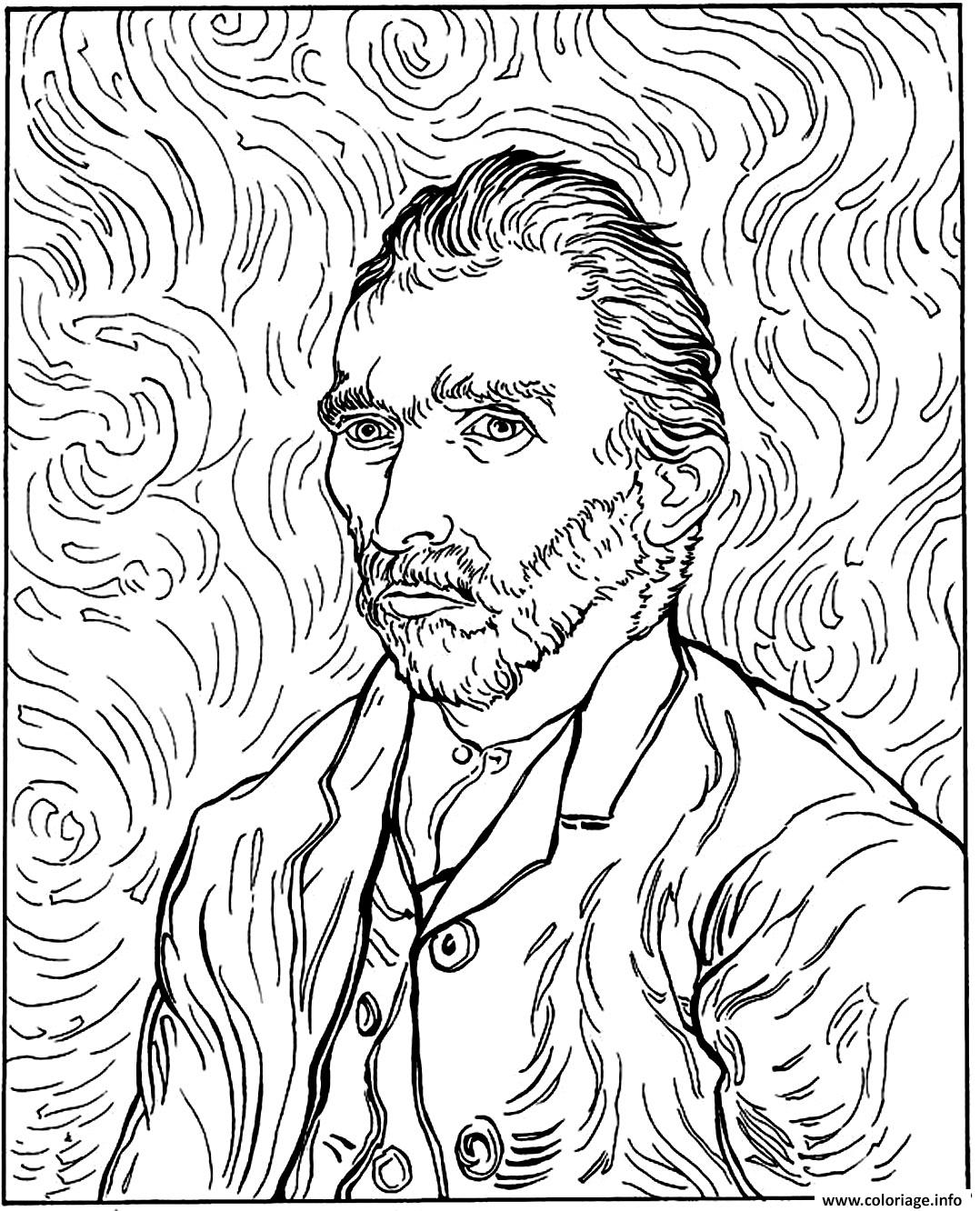 Coloriage Van Gogh Autoportrait Dessin à Imprimer