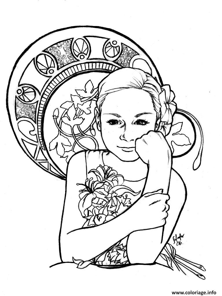 Dessin inspiration art nouveau Coloriage Gratuit à Imprimer