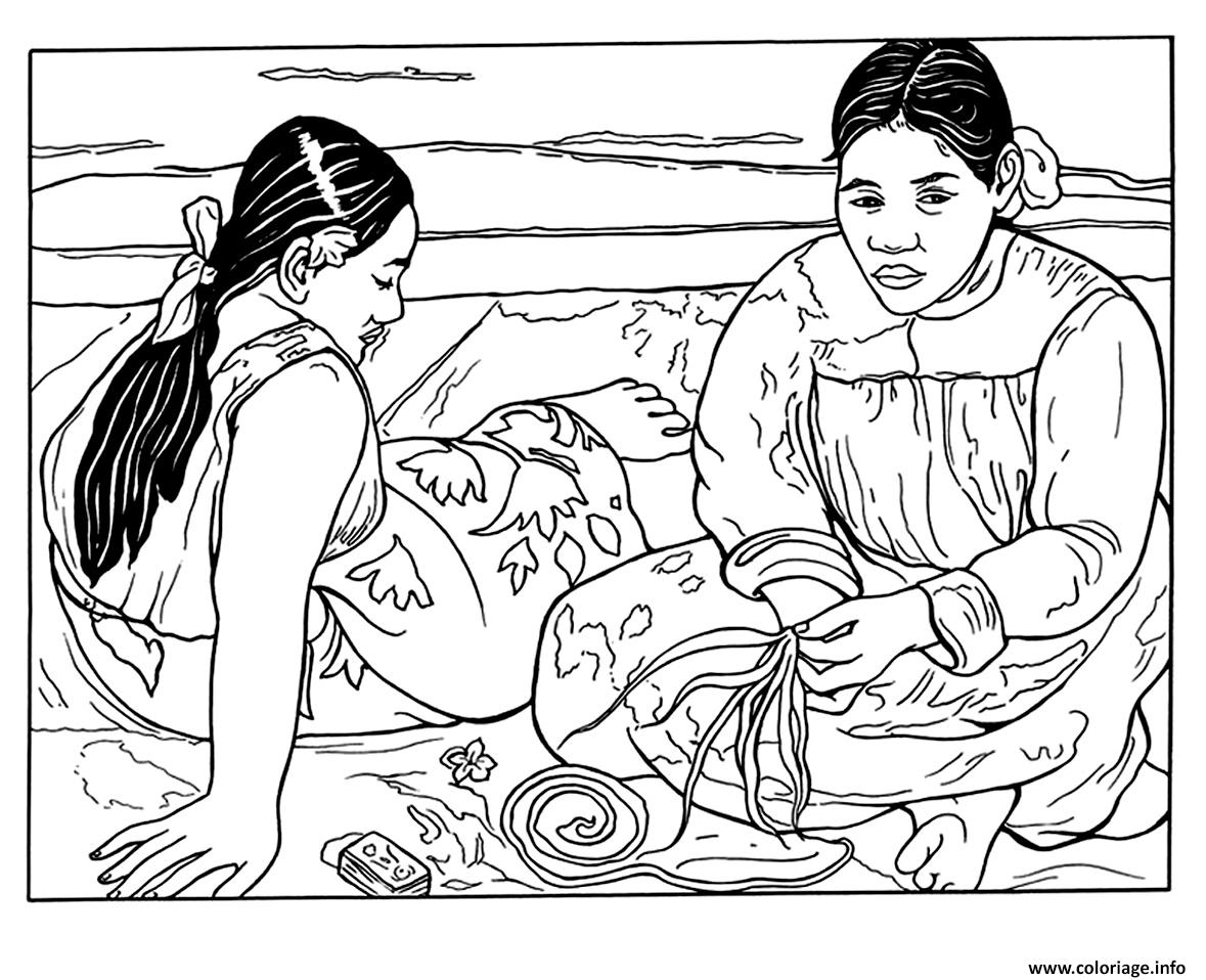 Coloriage Gauguin Femme Tahitienne Dessin à Imprimer