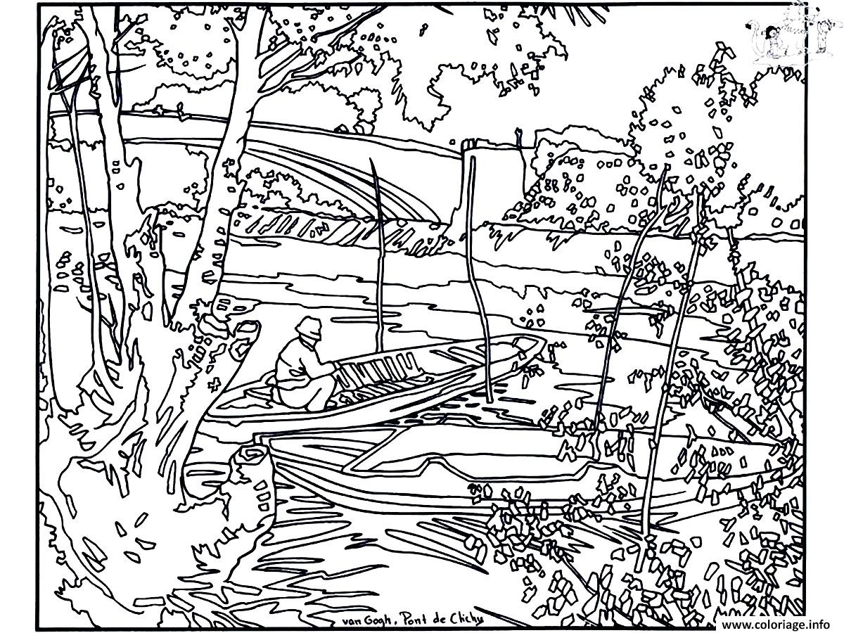 Coloriage Van Gogh Pont De Clichy Dessin à Imprimer
