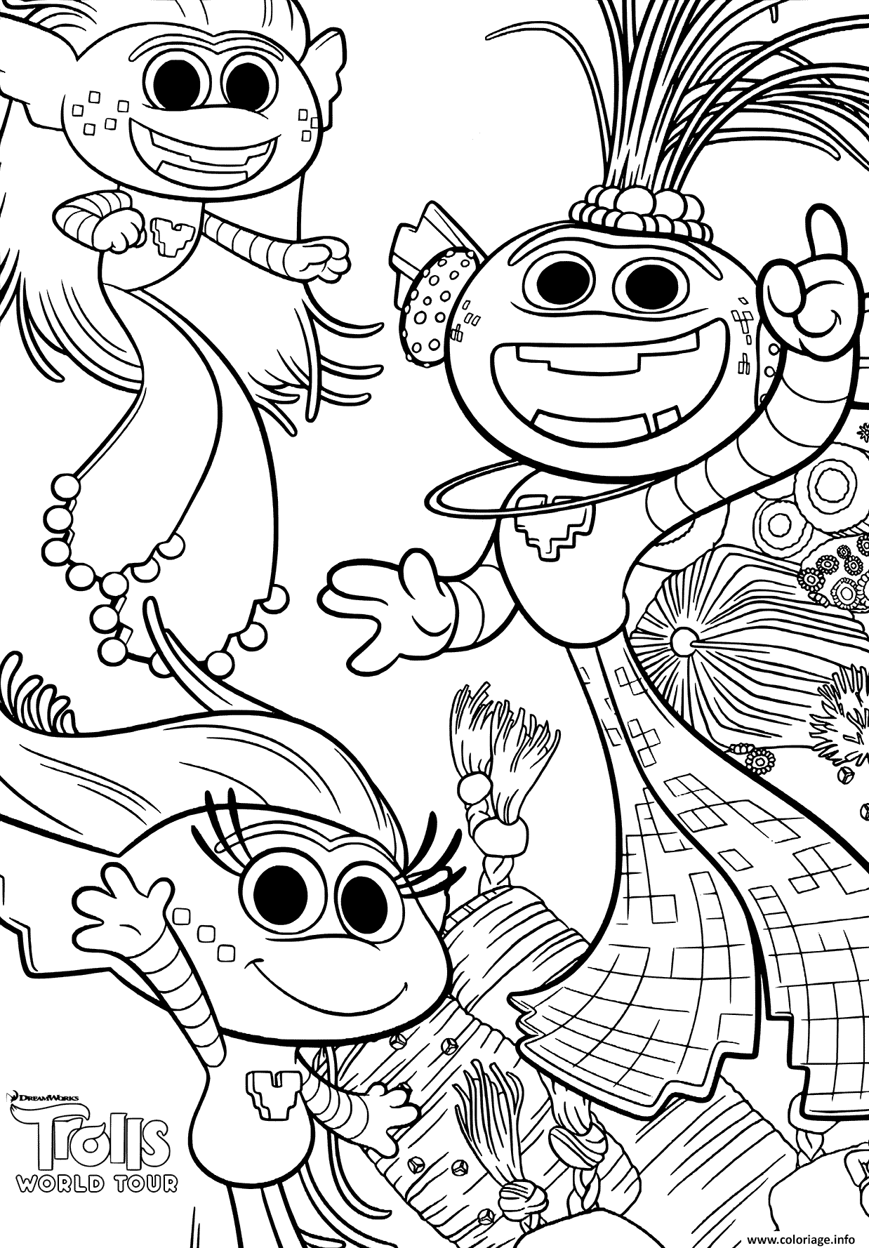 Dessin Trolls 2 World Tour Coloriage Gratuit à Imprimer