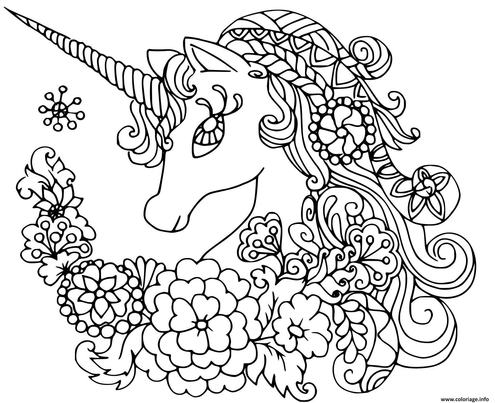 Coloriage Licorne Mandala Avec De Jolies Fleurs Dessin Mandala Licorne à imprimer