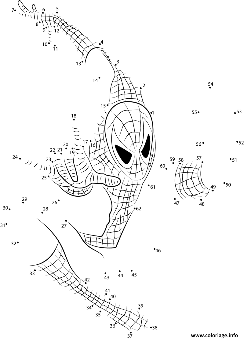 Coloriage Point A Relier Spiderman Super Hero Dessin à Imprimer