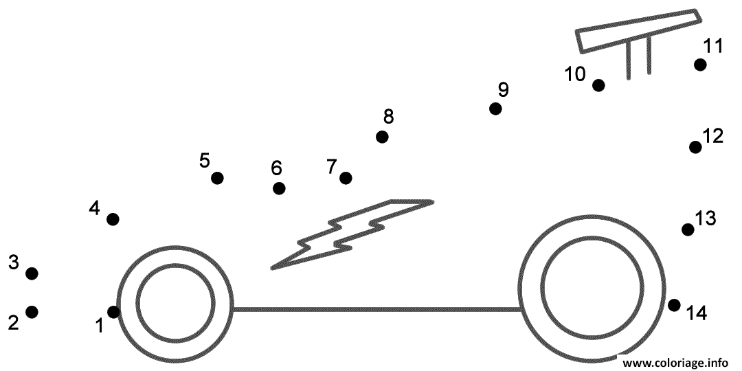 Dessin Point A Relier Voiture De Course Coloriage Gratuit à Imprimer