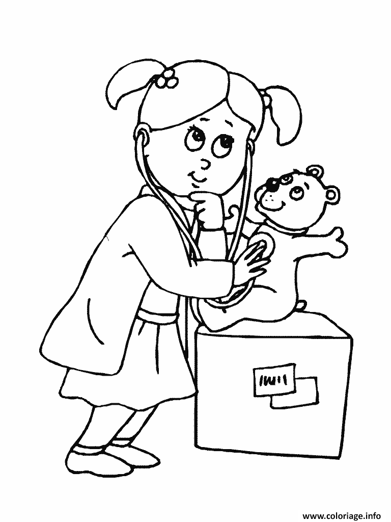 Coloriage Docteur La Peluche Dessin Docteur Medecin à imprimer