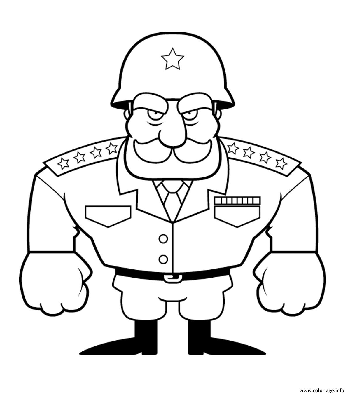 Dessin chef militaire de larmee Coloriage Gratuit à Imprimer