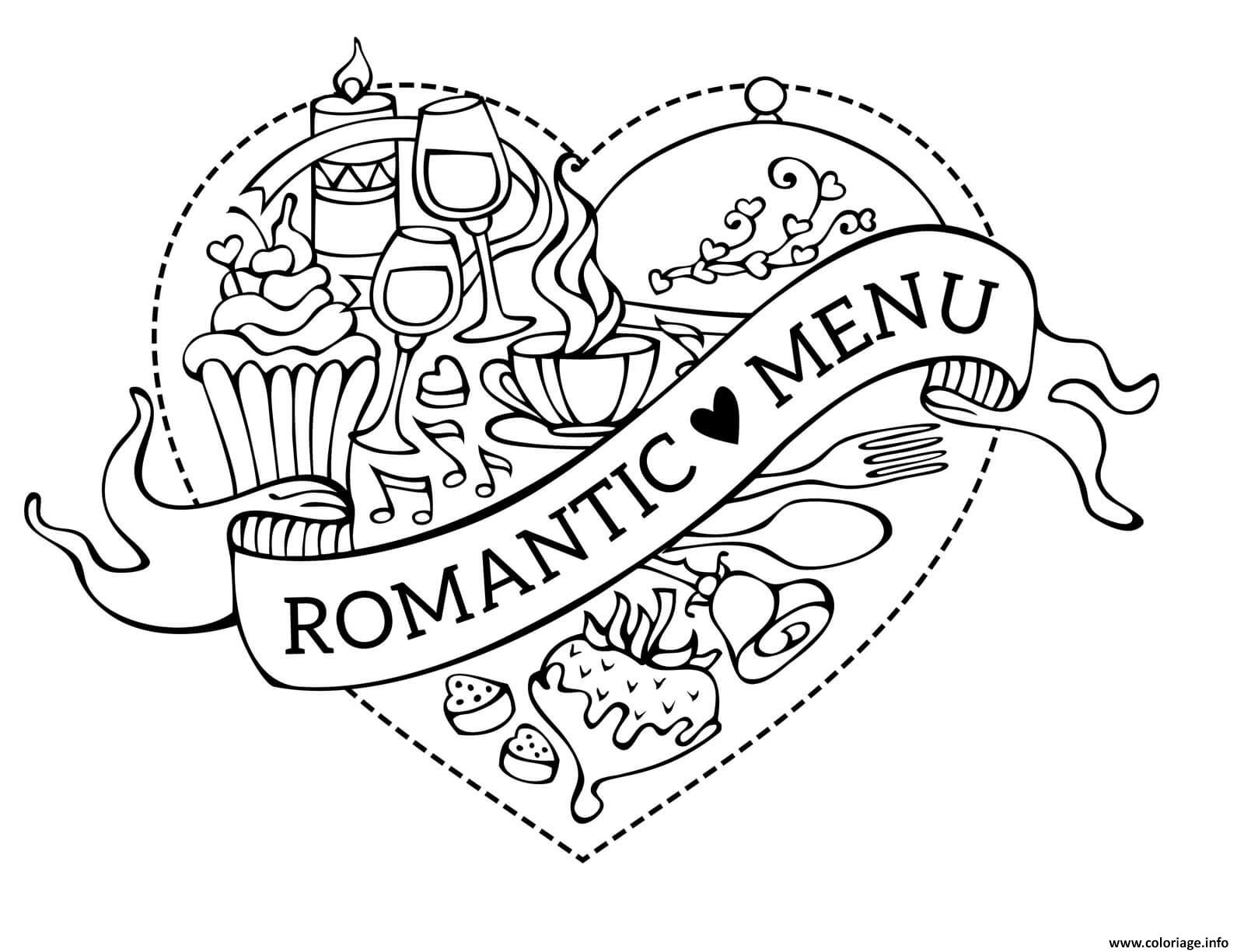 Dessin coeur repas menu romantique par Yvecourt Coloriage Gratuit à Imprimer