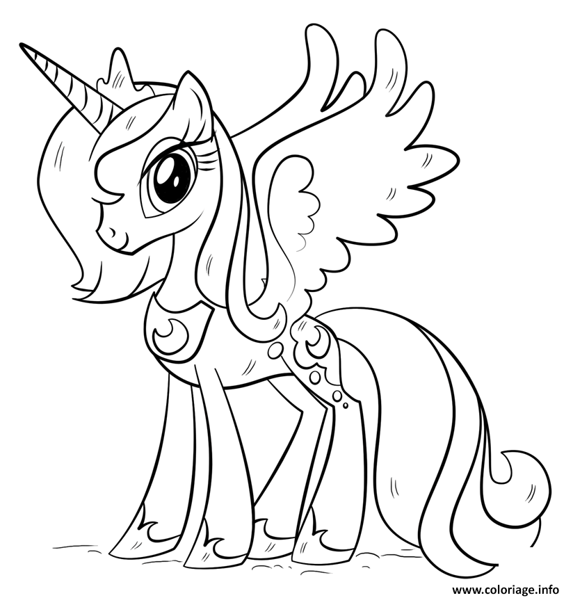 Dessin Princess My Little Pony Pegasus licorne Coloriage Gratuit à Imprimer