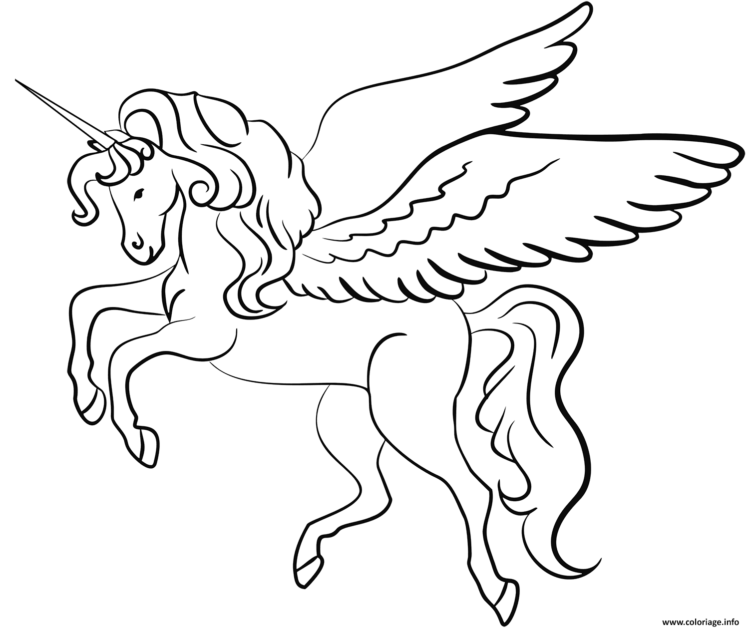 Coloriage Licorne Avec Des Ailes Dessin Licorne A Imprimer