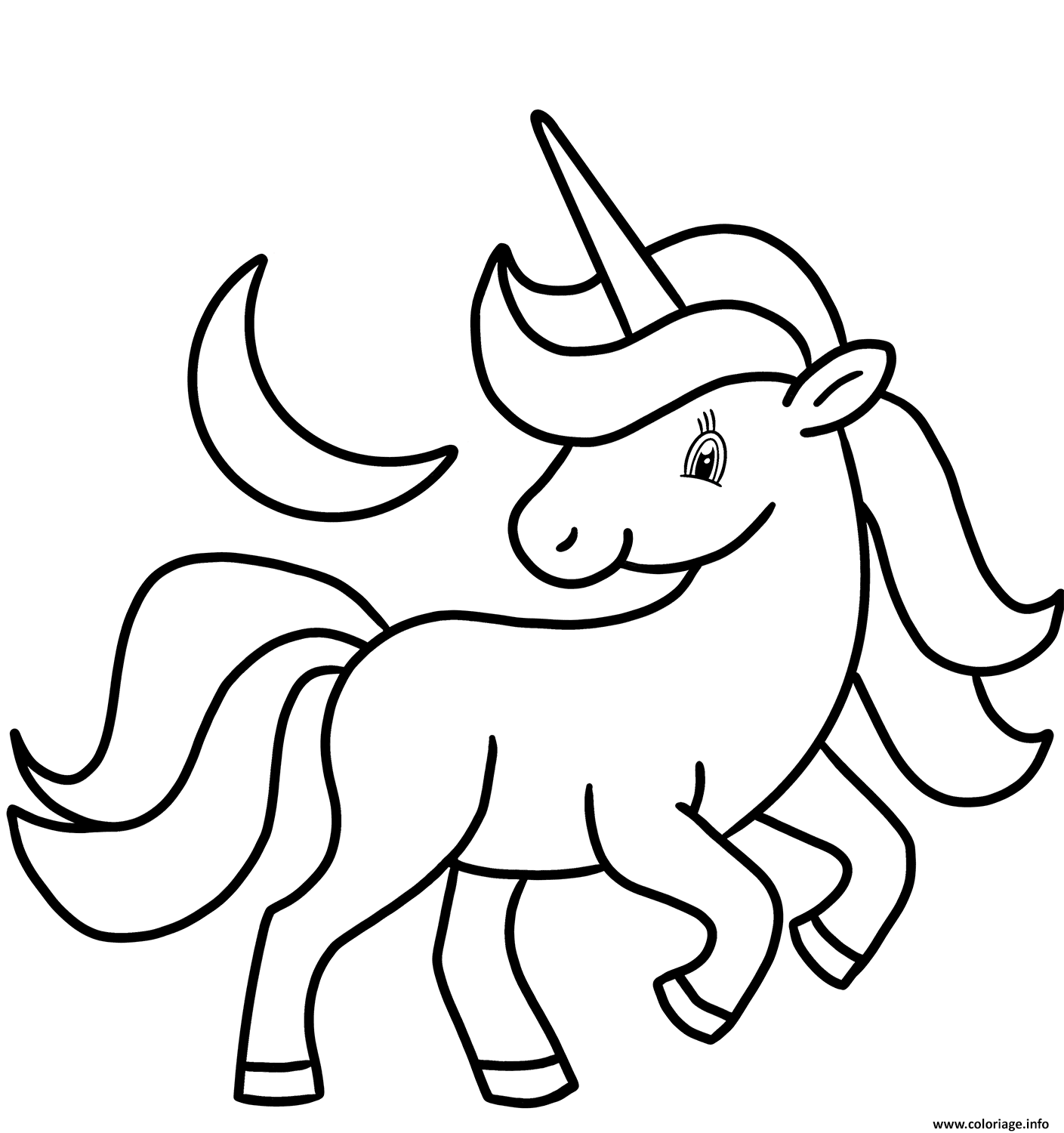 Coloriage Bebe Licorne Avec Lune Dessin Licorne A Imprimer