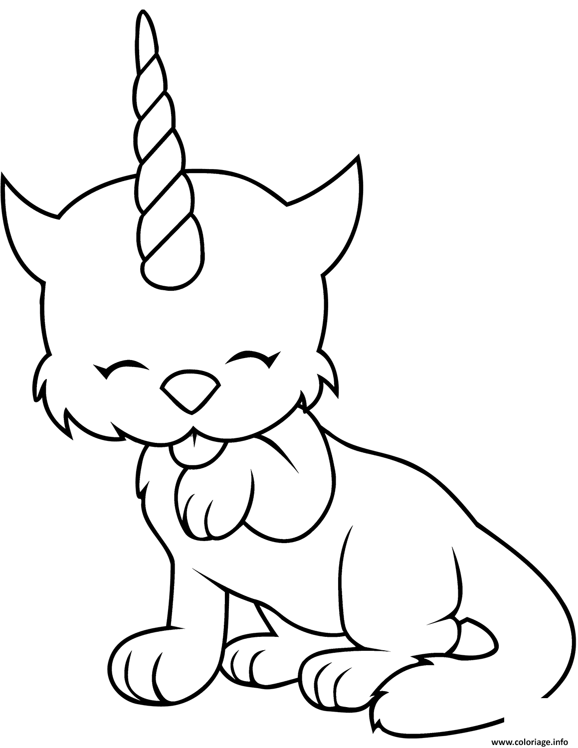 Dessin chat en mode licorne Coloriage Gratuit à Imprimer