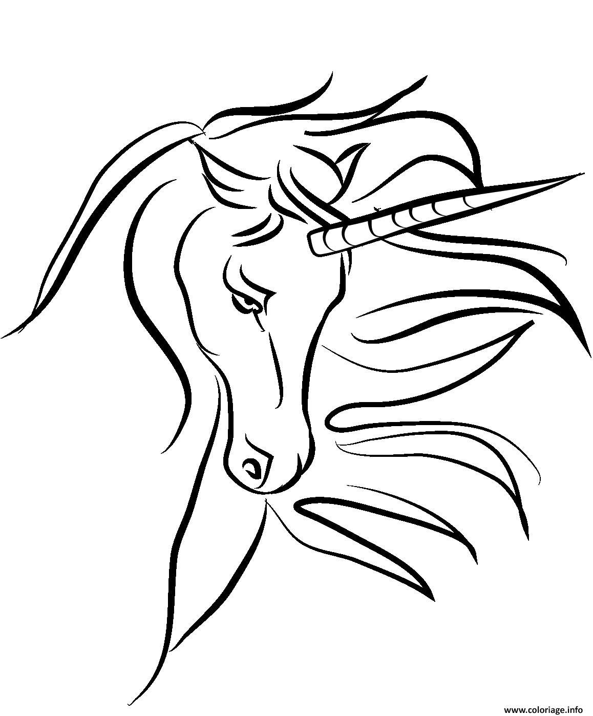 Dessin beautiful horn mythical licorne Coloriage Gratuit à Imprimer