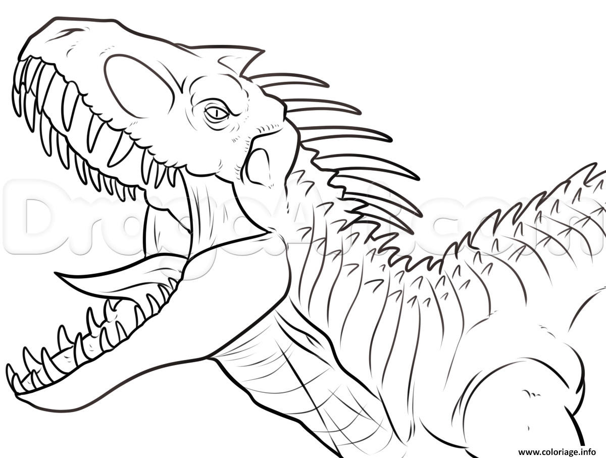 Coloriage Indominus Rex Jurassic Park Dinosaure Dessin Garcon à imprimer