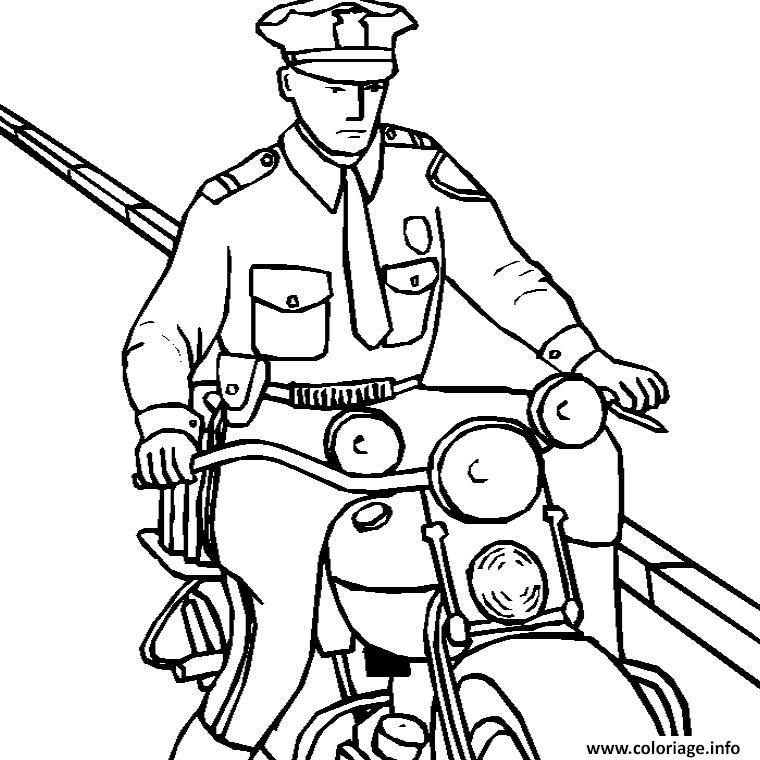 Dessin moto police Coloriage Gratuit à Imprimer